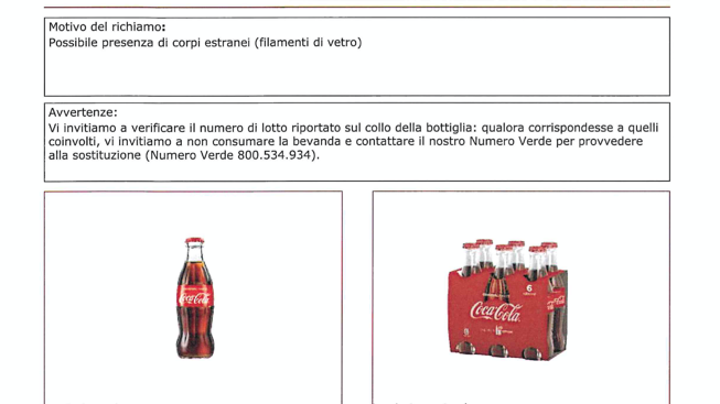 richiamo Coca cola