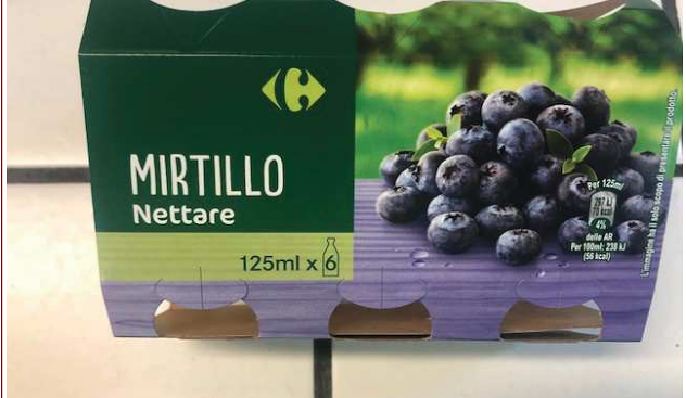 prodotto richiamato nettare mirtillo carrefour