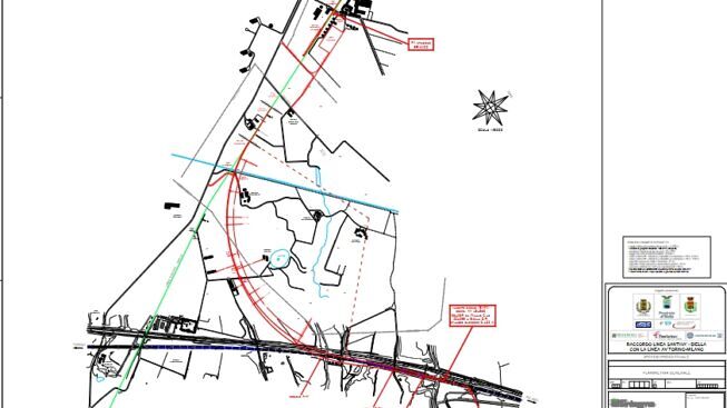 planimetria del progetto di raccordo con fermata non in linea sull’Alta Velocità in zona Brianco